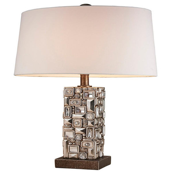 Table Lamp with Abstract Mirror Block Base, Bronze - BM240307