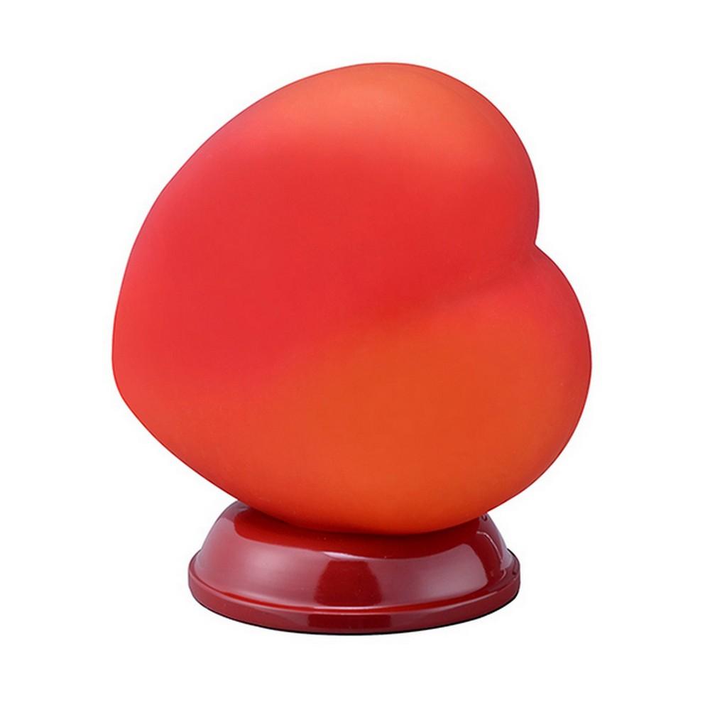 Table Lamp with Heart Shaped Glass Shade, Red - BM240309