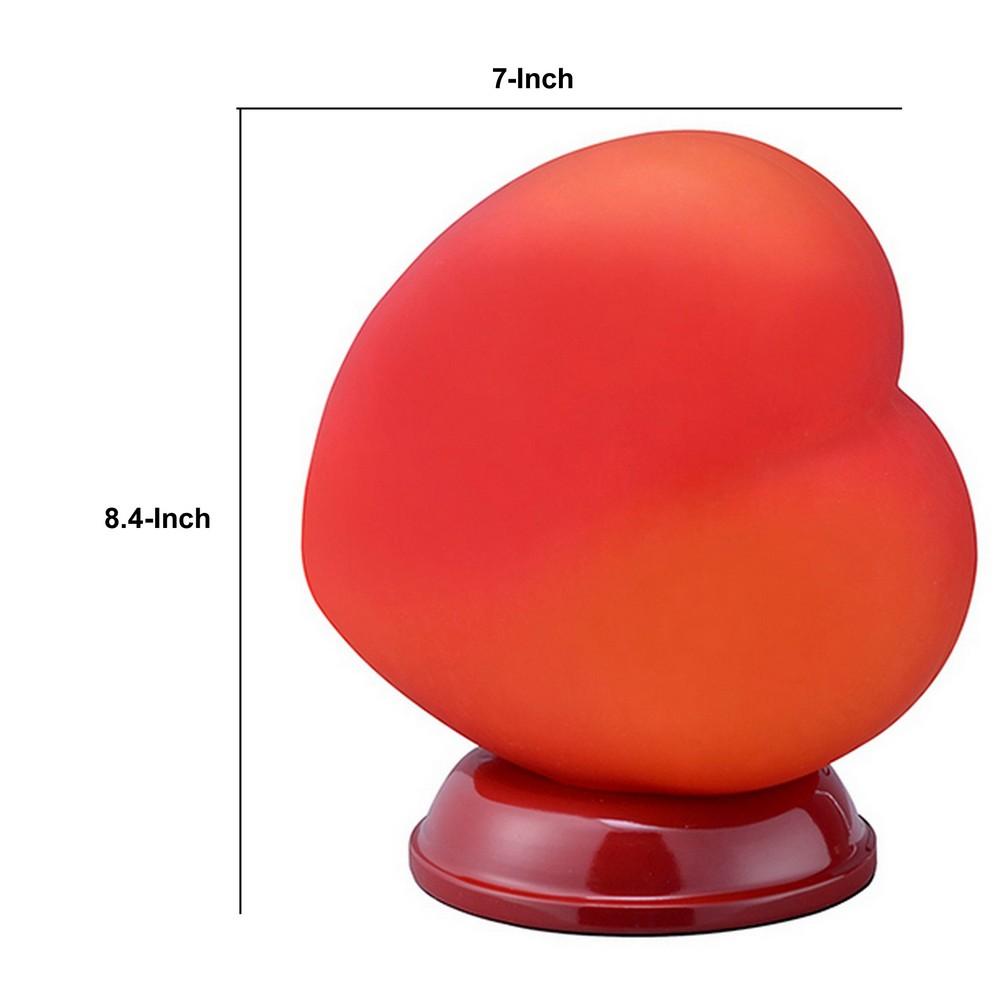 Table Lamp with Heart Shaped Glass Shade, Red - BM240309