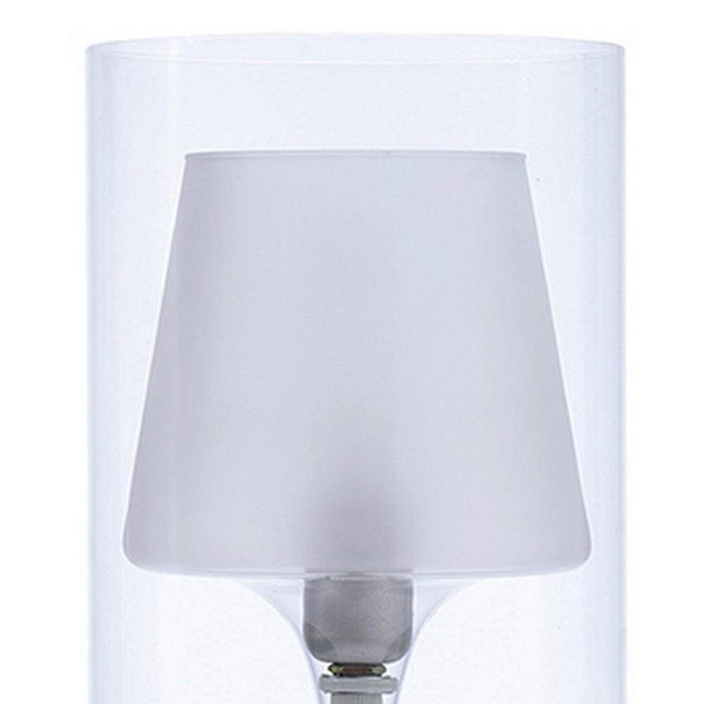 Hurricane Table Lamp with Frosted Glass Shade, Clear - BM240313