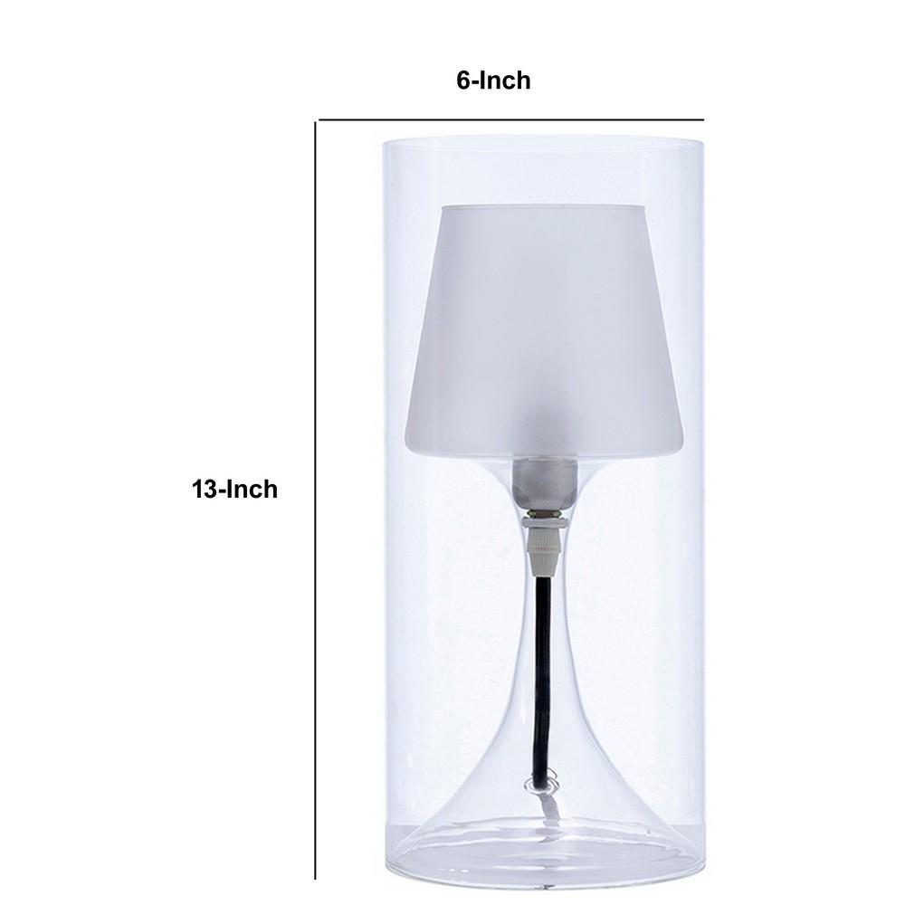 Hurricane Table Lamp with Frosted Glass Shade, Clear - BM240313