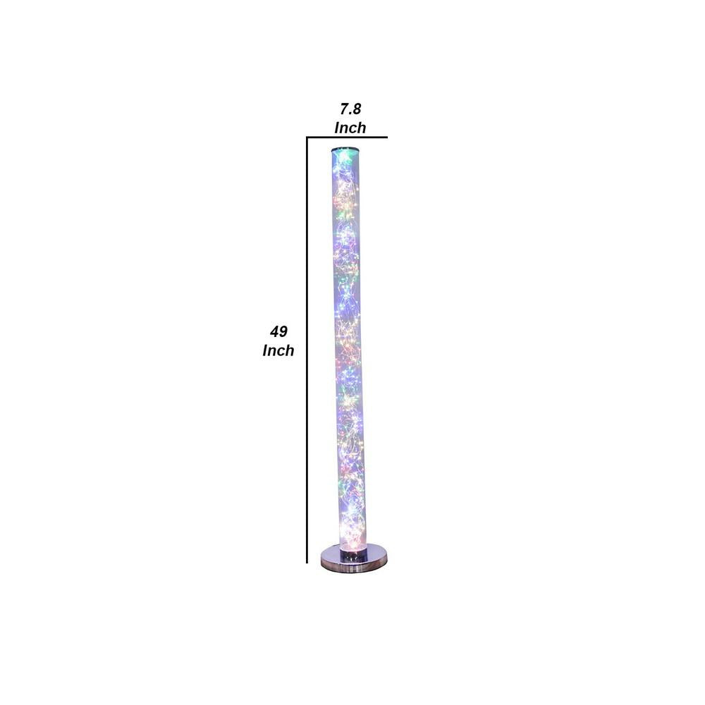 Floor Lamp with LED Bulbs and Wireless Remote Control, Silver - BM240323