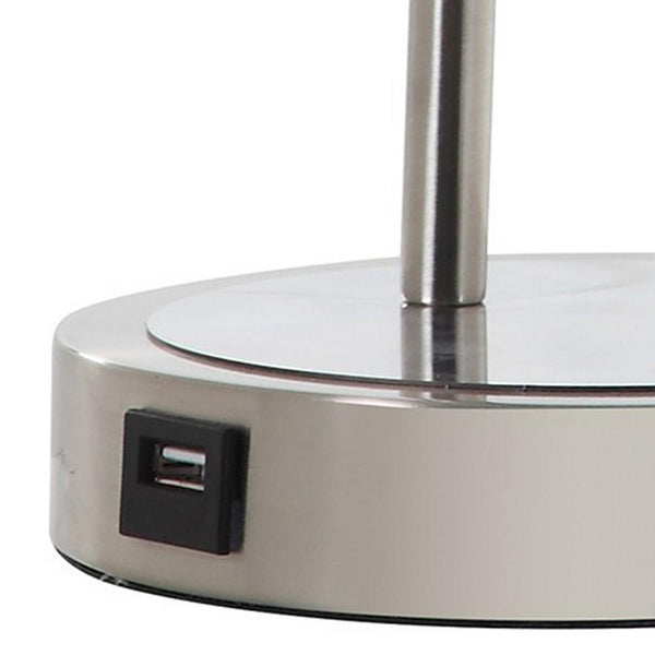 Desk Lamp with Adjustable Head and USB Port, Brushed Nickel - BM240324