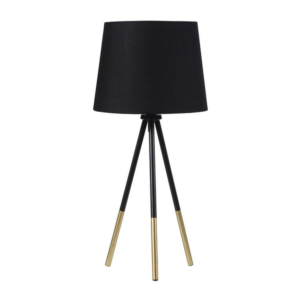 Table Lamp with Tripod Metal Base, Black and Gold - BM240326