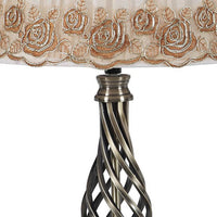 Table Lamp with Open Twisted Metal Base, Antique Brass - BM240327