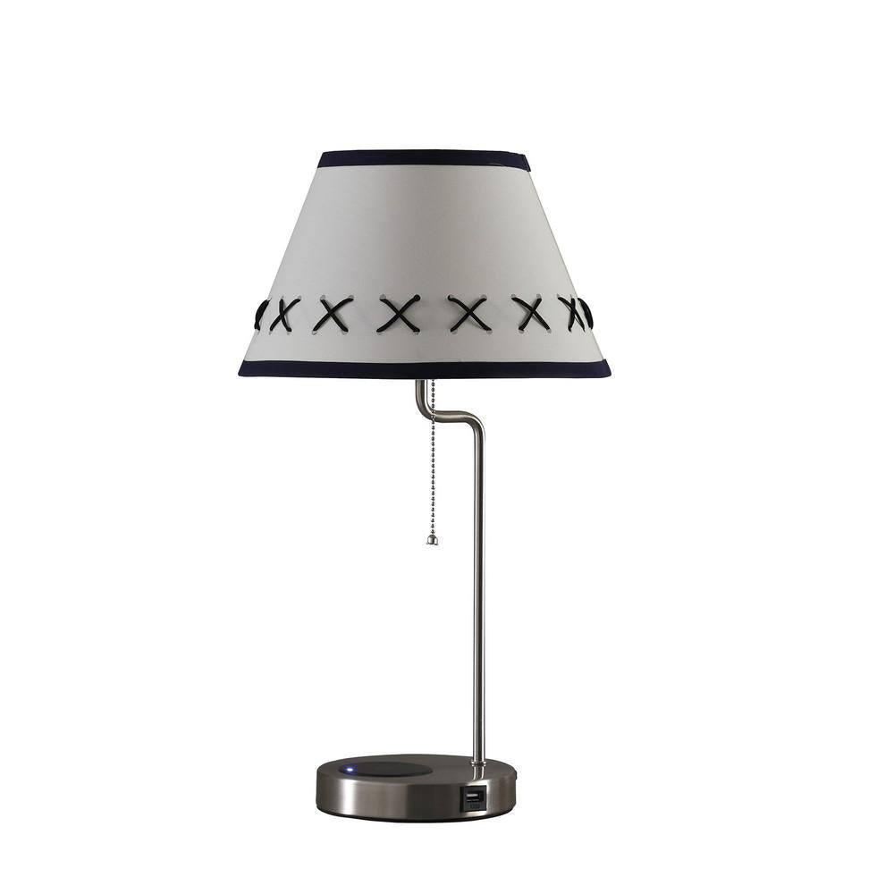 Table Lamp with Wireless Charging and USB Port, Silver - BM240339