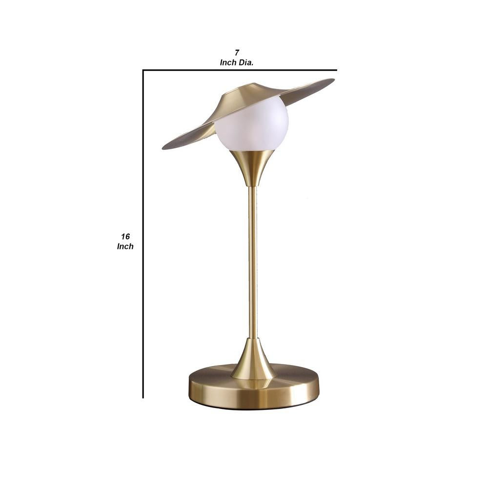 Table Lamp with Metal Base and Glass Globe Shade, Gold - BM240341