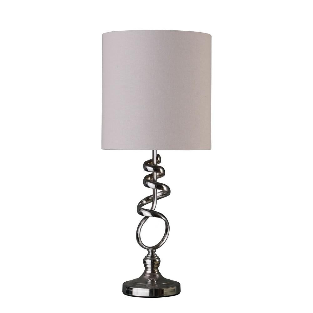 Table Lamp with Curved Abstract Metal Base, Silver - BM240346