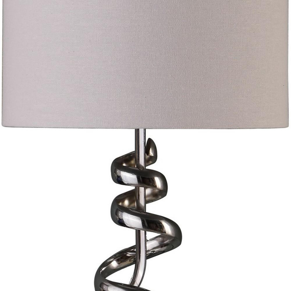 Table Lamp with Curved Abstract Metal Base, Silver - BM240346