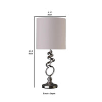 Table Lamp with Curved Abstract Metal Base, Silver - BM240346