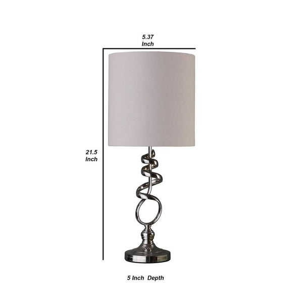 Table Lamp with Curved Abstract Metal Base, Silver - BM240346