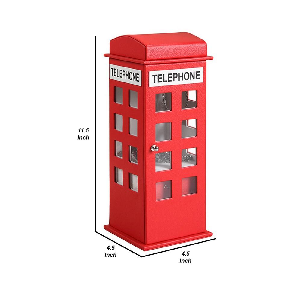 Telephone Booth Jewelry Box with 2 Drawers, Red - BM240350