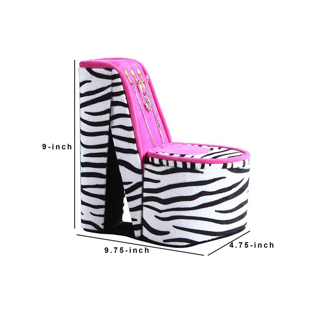 High Heel Zebra Shoe Jewelry Box with 3 Hooks, Multicolor - BM240356