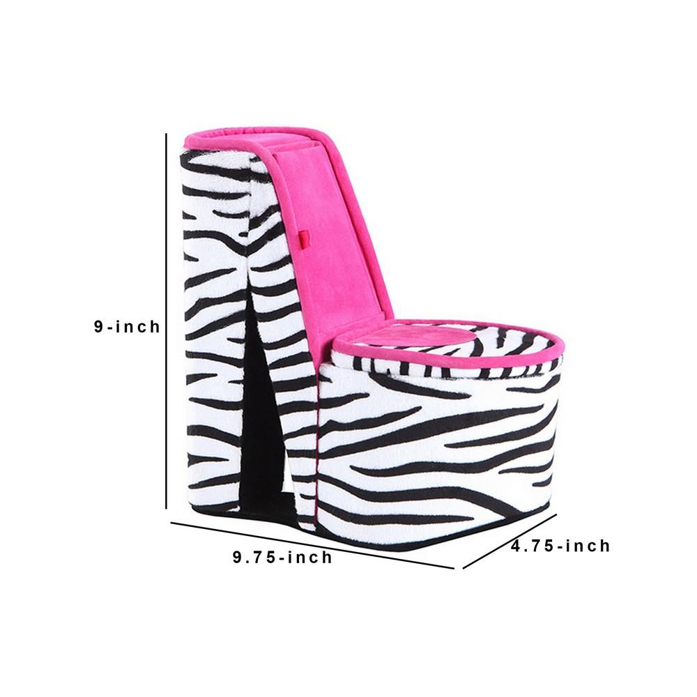 High Heel Zebra Shoe Jewelry Box with 2 Hooks, Multicolor - BM240364