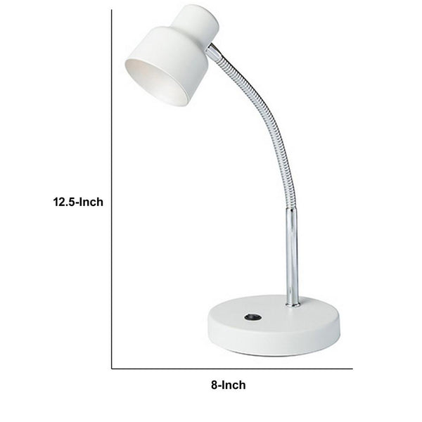 Table Lamp with Adjustable Goose Neck and Shade, White - BM240380