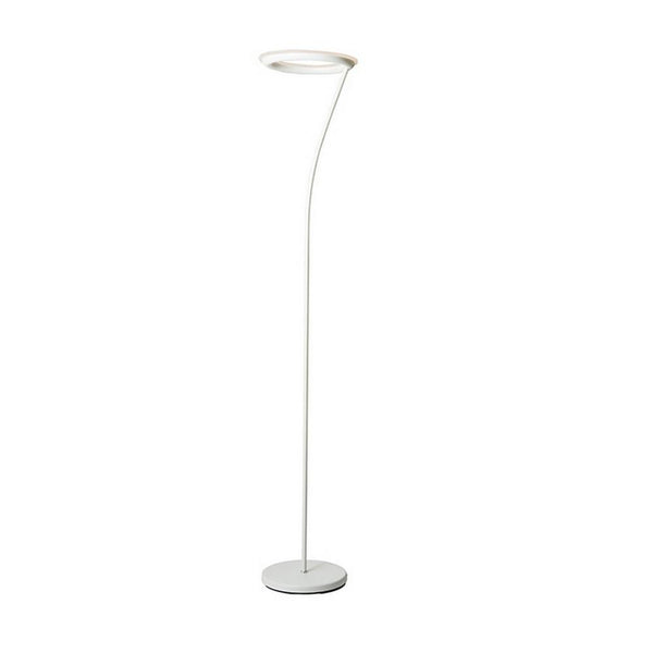 Torchiere Floor Lamp with Adjustable Disk Shade and Sleek Body, White - BM240385