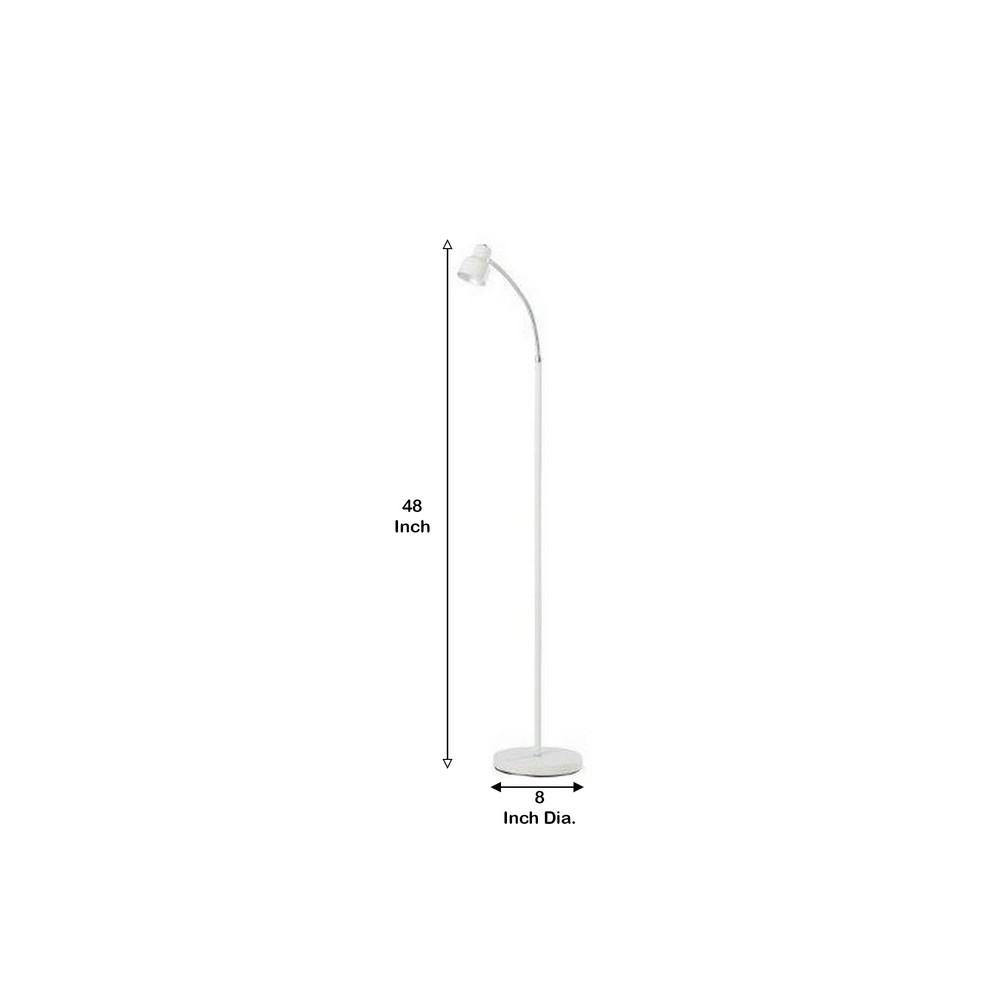 Floor Lamp with Adjustable and Bendable Gooseneck, White - BM240393