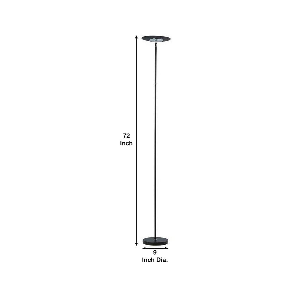 Floor Lamp with Adjustable Torchiere Head and Sleek Metal Body, Black - BM240394