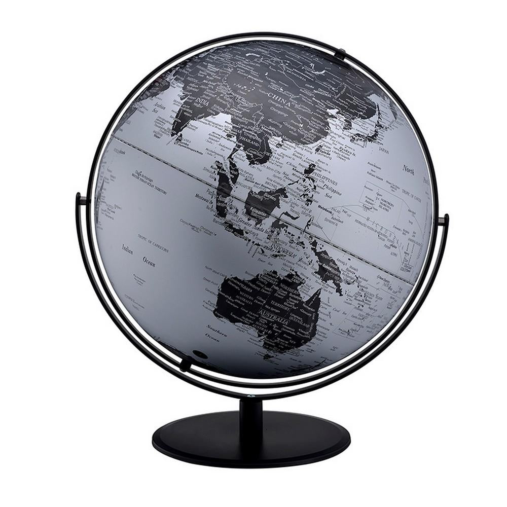 Globe Accent Decor with Inbuilt LED, Black and Gray - BM240408
