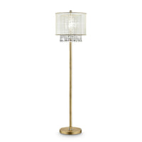 Floor Lamp with Hanging Crystal Accents, White and Gold - BM240410