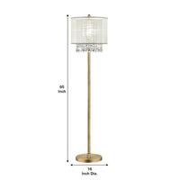 Floor Lamp with Hanging Crystal Accents, White and Gold - BM240410