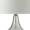 Table Lamp with Pot Bellied Glass Body, Clear and White - BM240428
