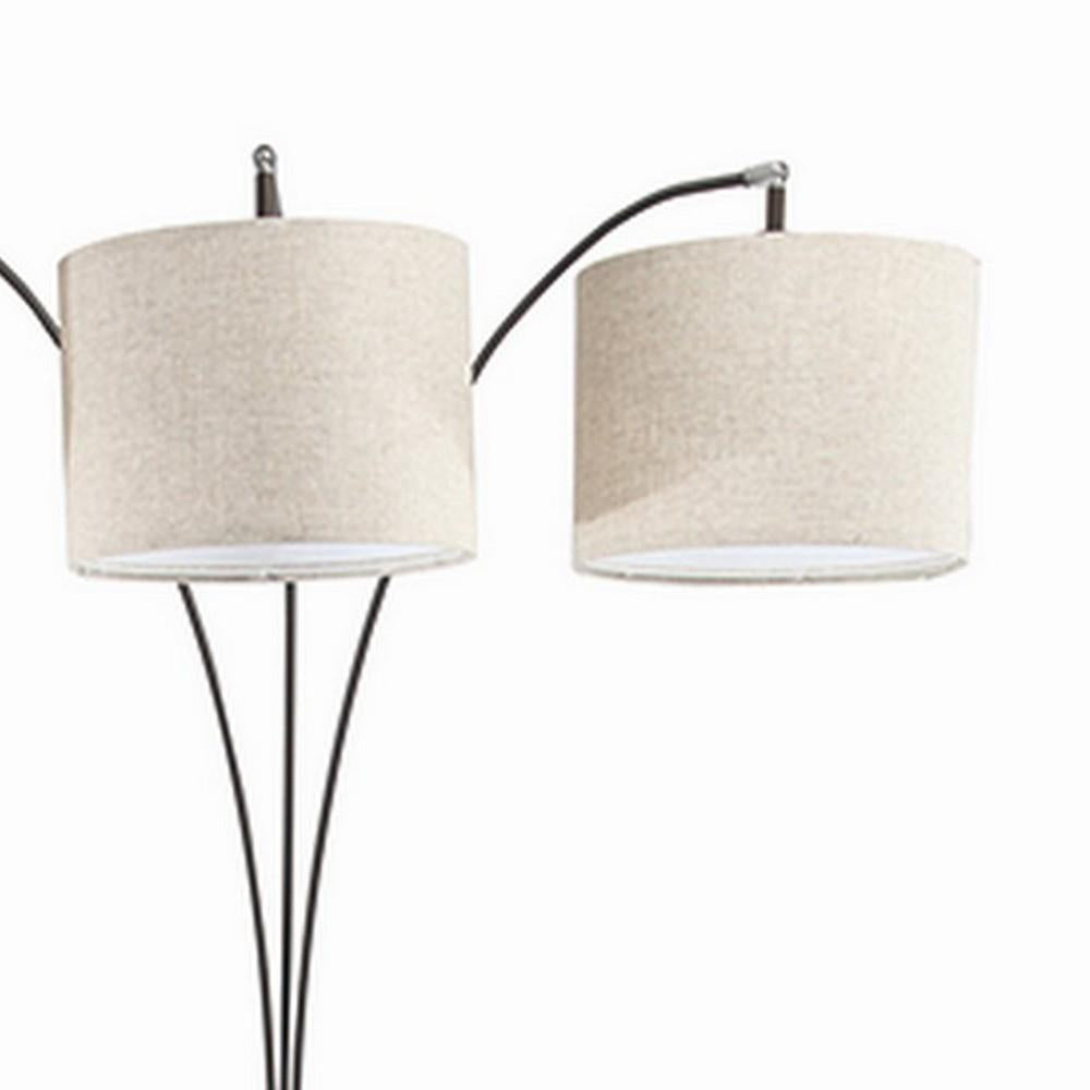 Floor Lamp with 3 Arched Arms and Fabric Shades, Bronze - BM240429