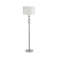 Floor Lamp with Metal Frame and Crystal Accent, White - BM240432