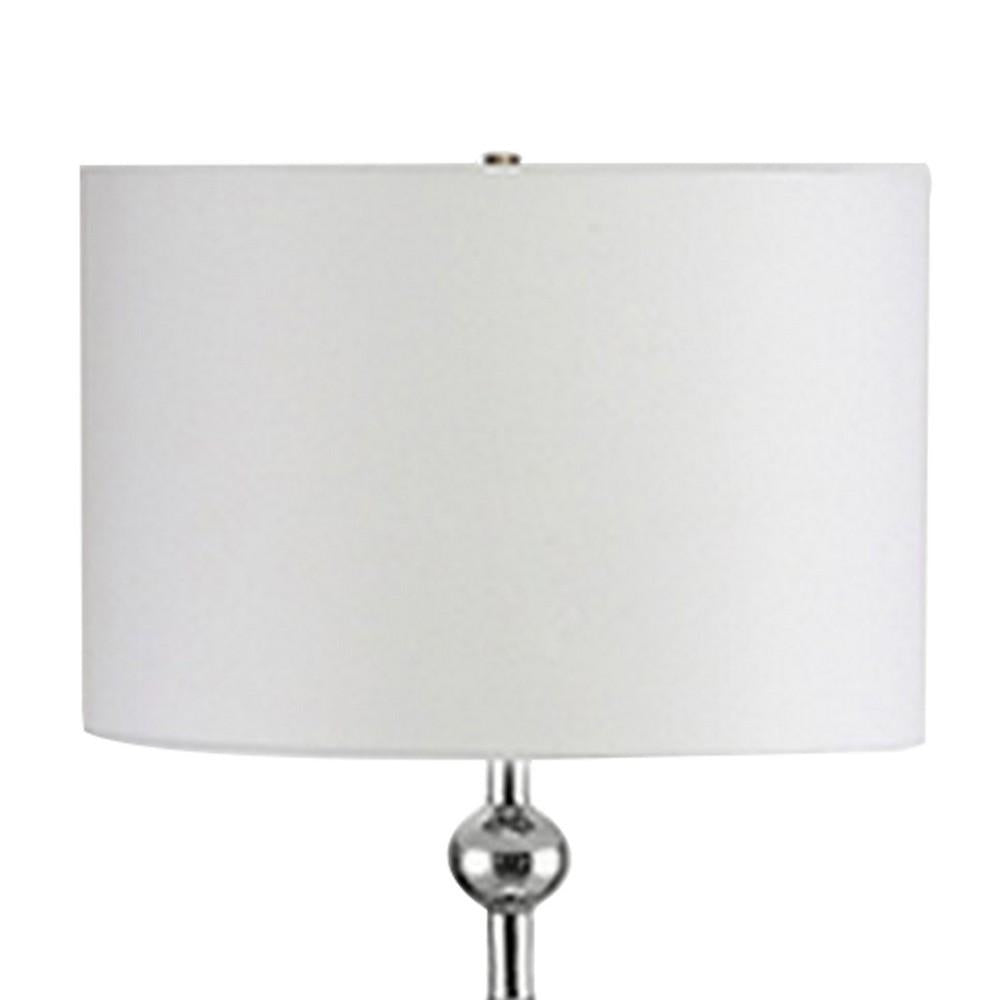 Floor Lamp with Metal Frame and Crystal Accent, White - BM240432