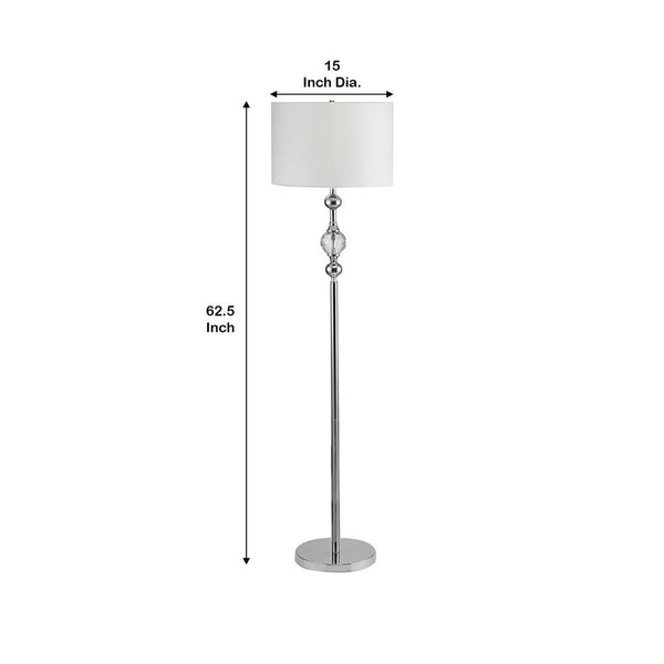 Floor Lamp with Metal Frame and Crystal Accent, White - BM240432
