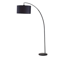 Floor Lamp with Curved Metal Frame and Drum Shade, Black - BM240434