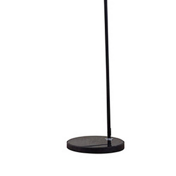 Floor Lamp with Curved Metal Frame and Drum Shade, Black - BM240434