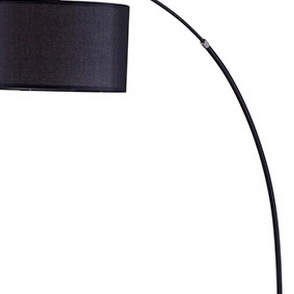 Floor Lamp with Curved Metal Frame and Drum Shade, Black - BM240434