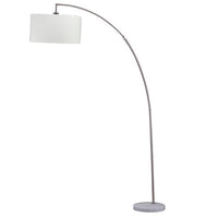 Floor Lamp with Curved Metal Frame and Drum Shade, Silver - BM240435