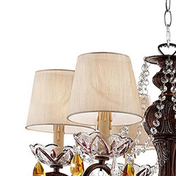 Ceiling Lamp with Scrolled Frame and 6 Bell Shade, Bronze - BM240439