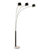 3 Arc Floor Lamp with Metal Frame and Marble Base, Black - BM240441