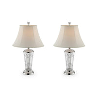 Table Lamp with Semi Fluted Glass Base, Set of 2, Off White - BM240443