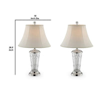 Table Lamp with Semi Fluted Glass Base, Set of 2, Off White - BM240443