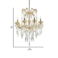 8 Light Metal Chandelier with Crystal Accents, Gold - BM240447