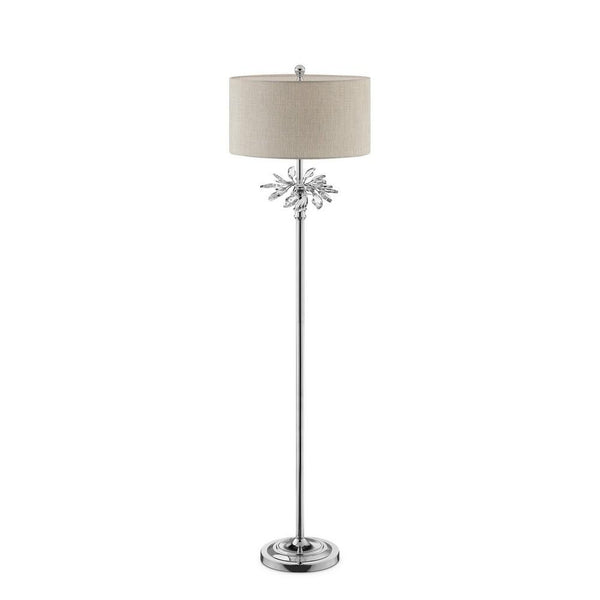 Floor Lamp with Starburst Crystal Accent, Gray and Silver - BM240452