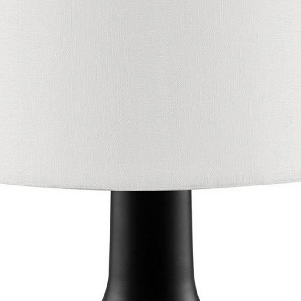 Table Lamp with Teardrop Metal Base and Fabric Shade, Black - BM240453