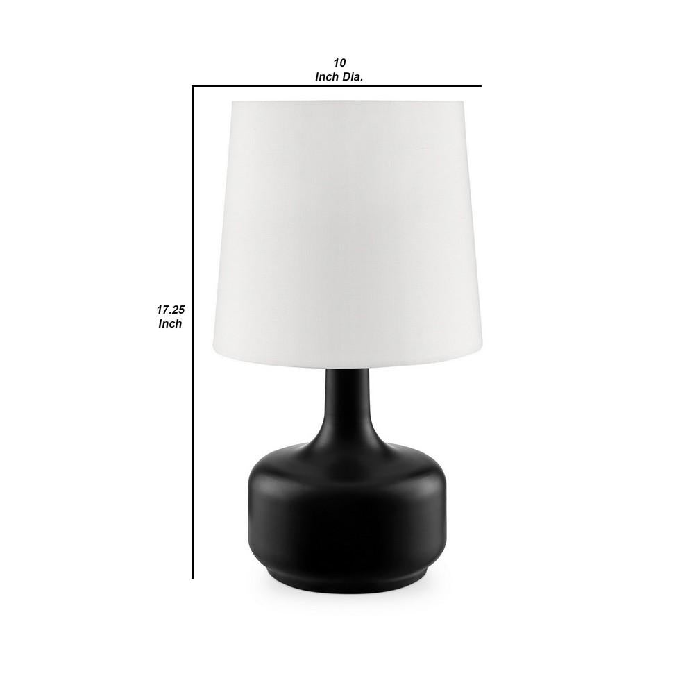 Table Lamp with Teardrop Metal Base and Fabric Shade, Black - BM240453