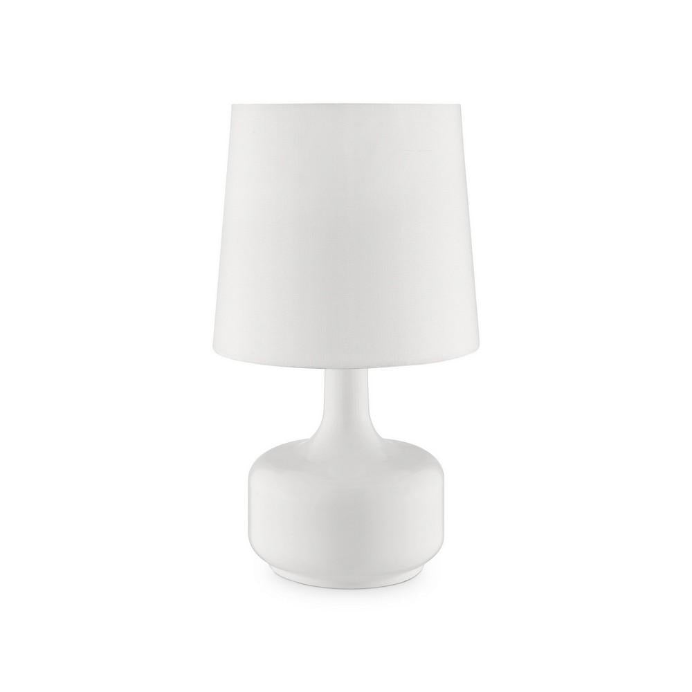 Table Lamp with Teardrop Metal Base and Fabric Shade, White - BM240455