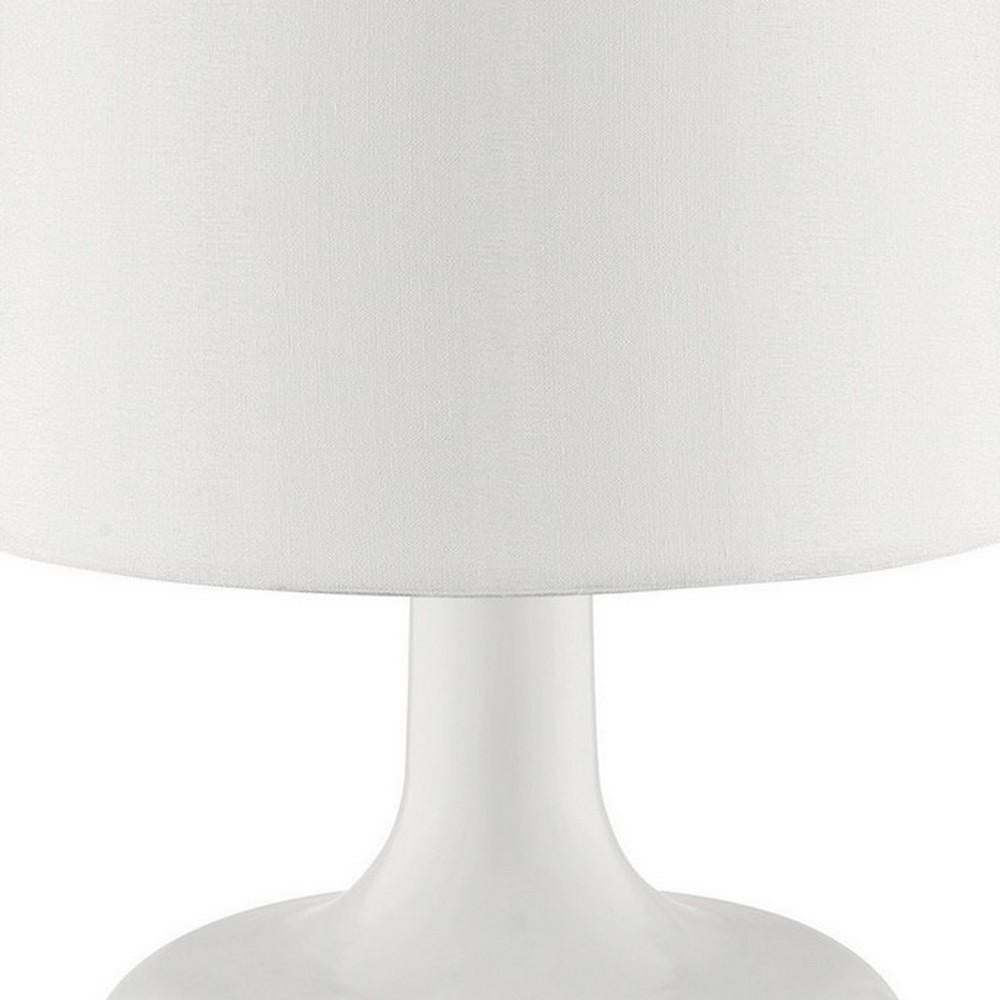 Table Lamp with Teardrop Metal Base and Fabric Shade, White - BM240455