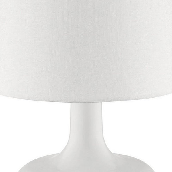Table Lamp with Teardrop Metal Base and Fabric Shade, White - BM240455