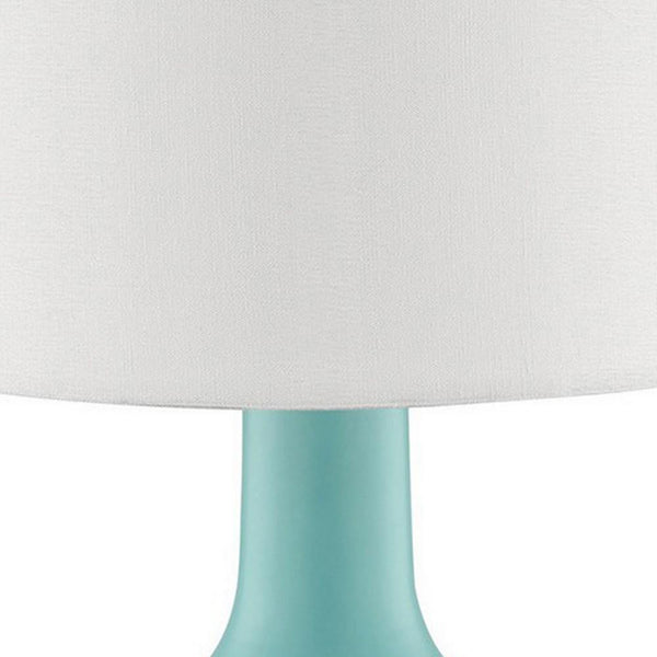 Table Lamp with Teardrop Metal Base and Fabric Shade, Green - BM240456