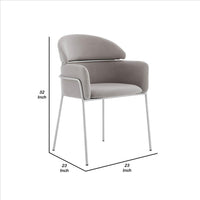 Curved Metal Dining Chair with Sleek Tubular Legs, Set of 2,Gray and Silver - BM240715