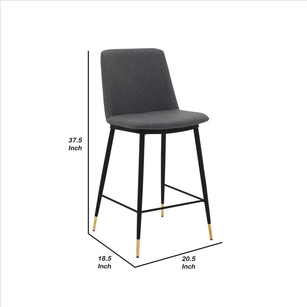 26 Inch Leatherette Seat Counter Height Barstool,Black and Gray - BM240760