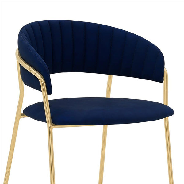 26 Inch Leatherette Seat Counter Height Barstool,Blue and Gold - BM240765