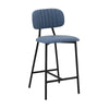 26 Inch Leatherette and Metal Barstool, Blue and Black - BM240769